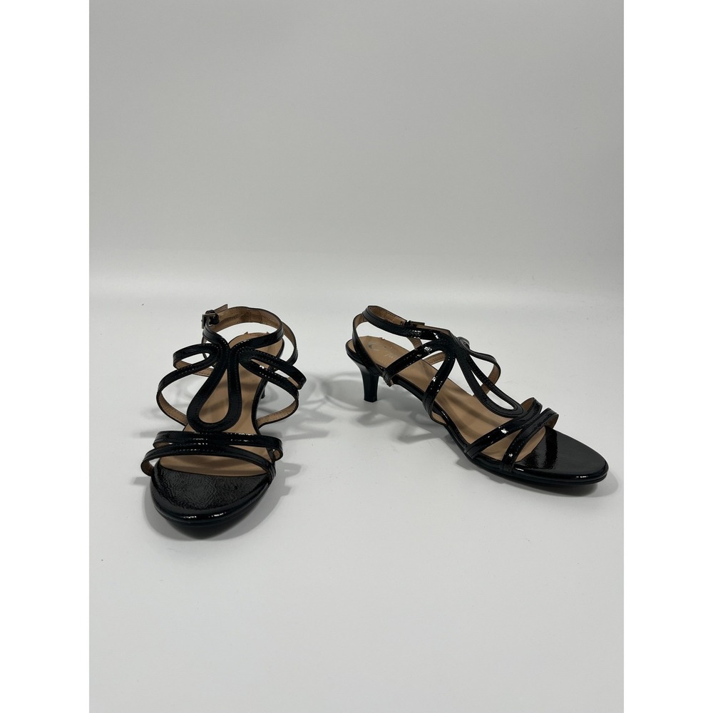 Womens‎ Strappy Kitten Heels 7 Black Minimalist Chic Wedding Guest Formal Event